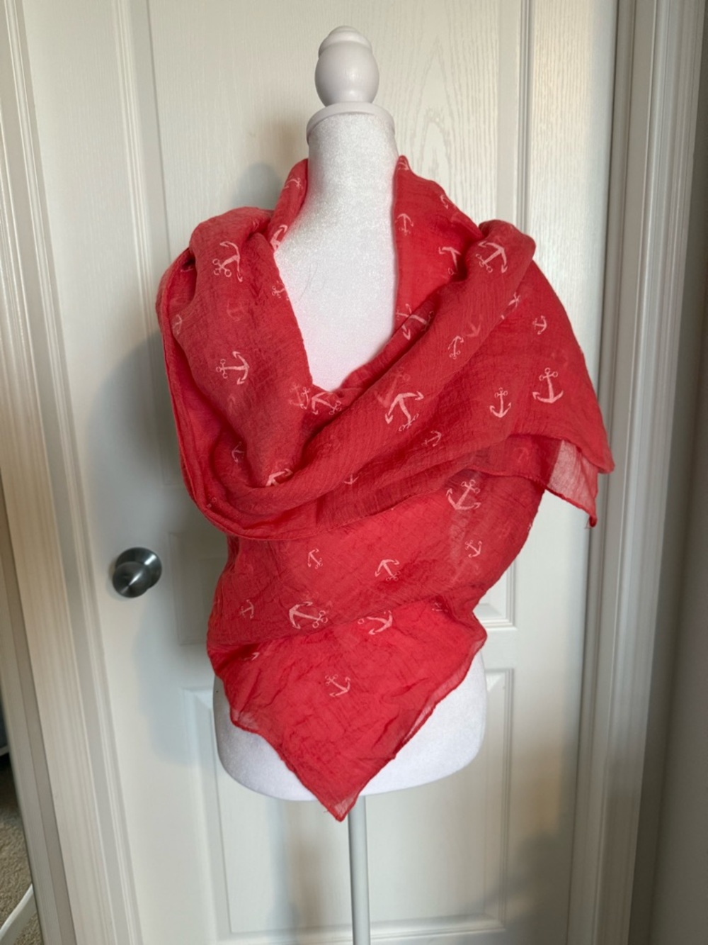 Coral Anchor Print Scarf / Wrap